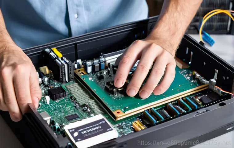 경운동 BAD_SYSTEM_CONFIG_INFO - A person in their late 20s to early 30s, looking frustrated and confused, sits at a modern desk in a...