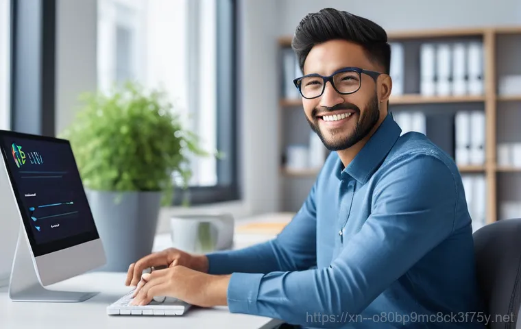 신이문동 BOOTMGR is Compressed - **Prompt:** A person with a determined and focused expression is sitting at a desk, looking at a com...