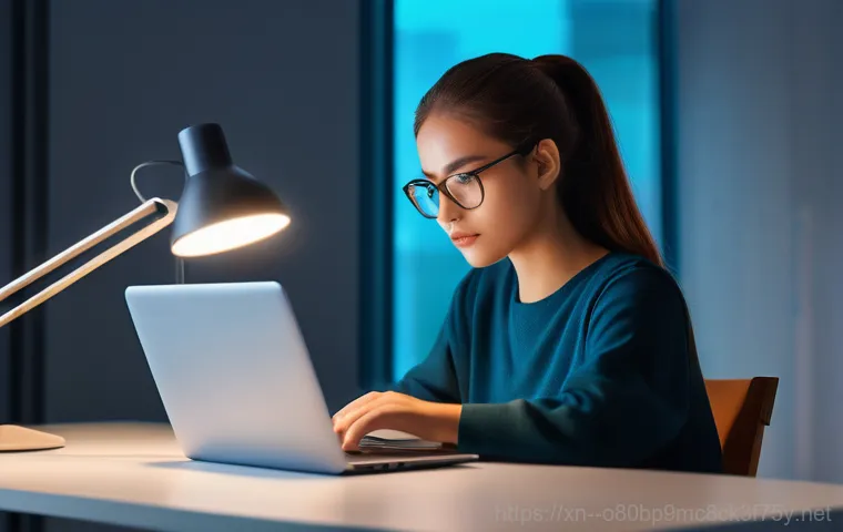 숭의동 STATUS_INVALID_CALLER - A young woman sits in a cozy home office, looking utterly perplexed and slightly frustrated. Her han...