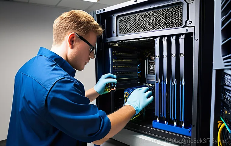 포동 파워조립 및 교체수리 - A slightly frustrated person in their late 20s to early 30s, wearing casual clothes, gently pressing...