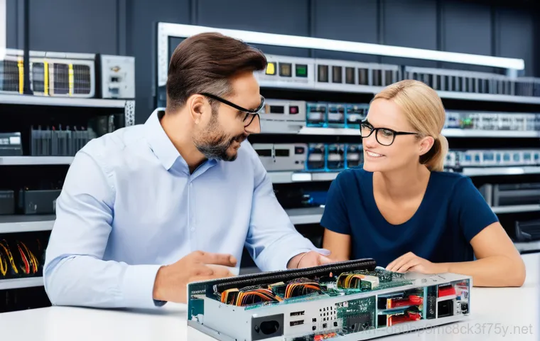 포동 파워조립 및 교체수리 - A professional computer repair technician, wearing a clean, dark blue uniform shirt, is meticulously...