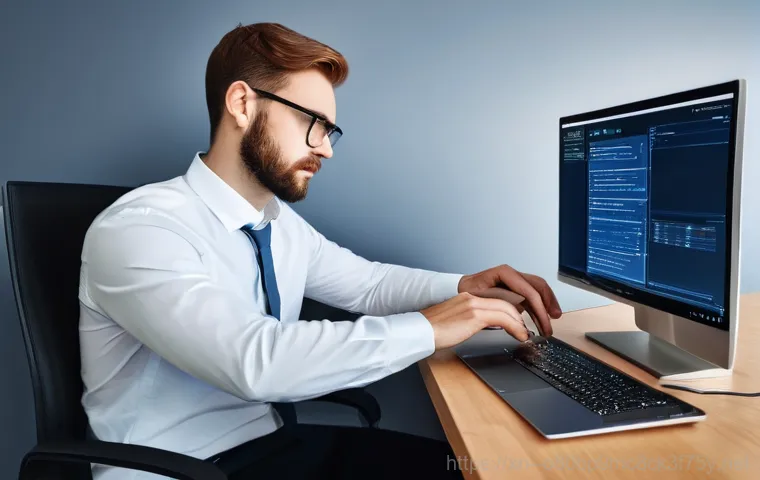 봉산동 STATUS_KERNEL_MODE_EXCEPTION - A person with safety gloves on is meticulously inspecting the internal components of a desktop compu...