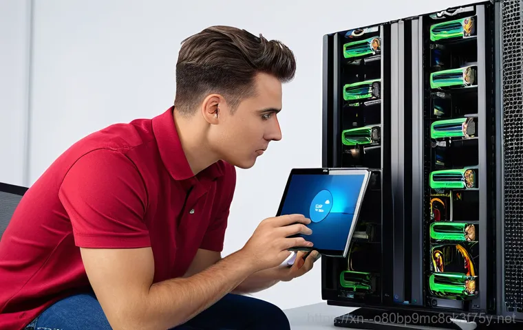 내가면 NAS출장방문수리점 - **Image Prompt:** A professional IT technician, wearing a neat uniform and carrying a toolkit, is at...