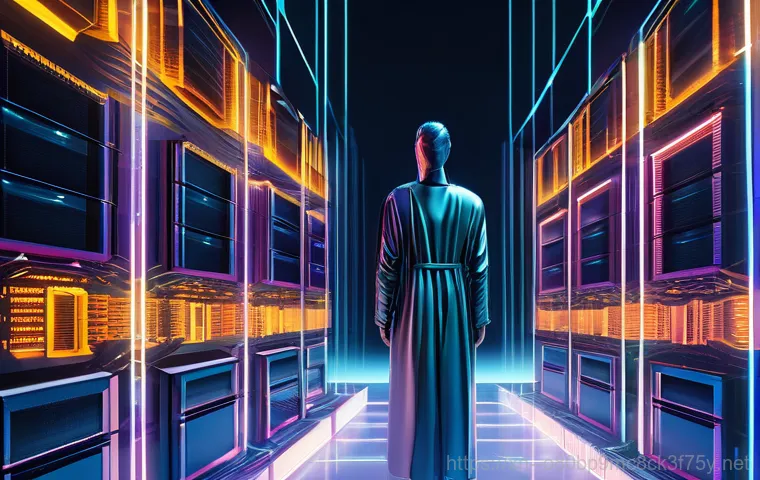 석관동 STATUS_NO_MEMORY - A young adult, gender-neutral person sits at a modern desk in a softly lit home office. Their expres...