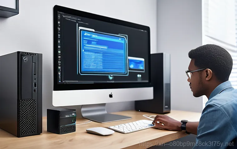 방화동 linux재설치 포맷  초기화 - A person, appearing frustrated and slightly stressed, sits in front of a computer screen displaying ...