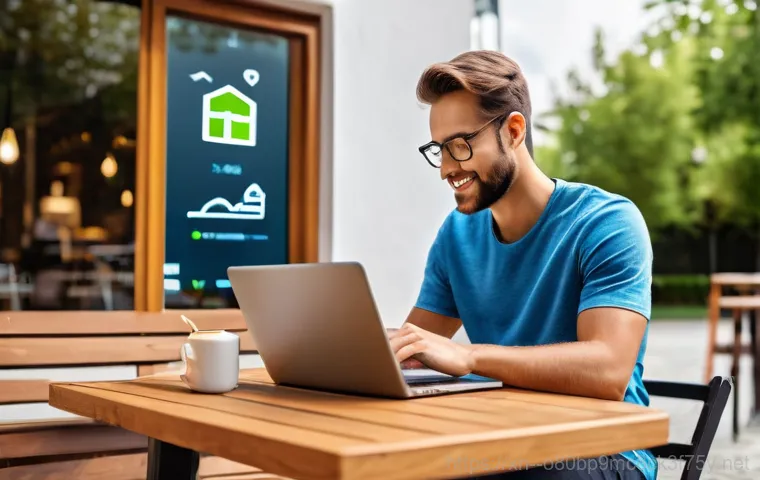 상봉동 절전모드 - A modern apartment entrance hallway, bathed in soft, natural light. A stylish young adult, dressed i...