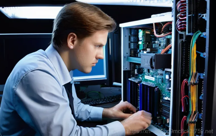 석수동 부팅안됨 - A close-up shot of a person's hands nervously touching a power cable plugged into the back of a desk... 석수동 부팅안됨 - A close-up shot of a person's hands nervously touching a power cable plugged into the back of a desk...