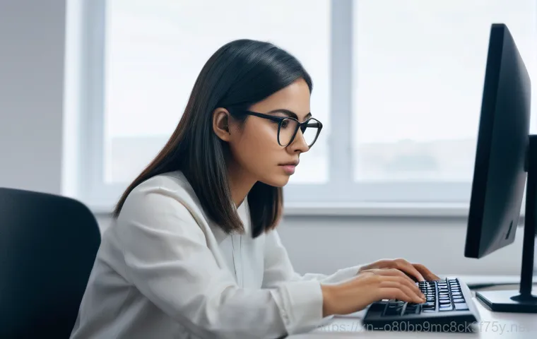 사송동 STATUS_IMAGE_CHECKSUM_MISMATCH - A wide shot of a dimly lit home office at night. A young adult male, in his late 20s or early 30s, w...