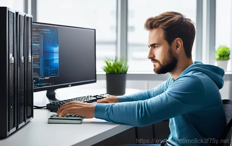 현수동 프로그램응답없음 - An abstract, high-tech depiction of a computer's internal components, such as a glowing circuit boar...