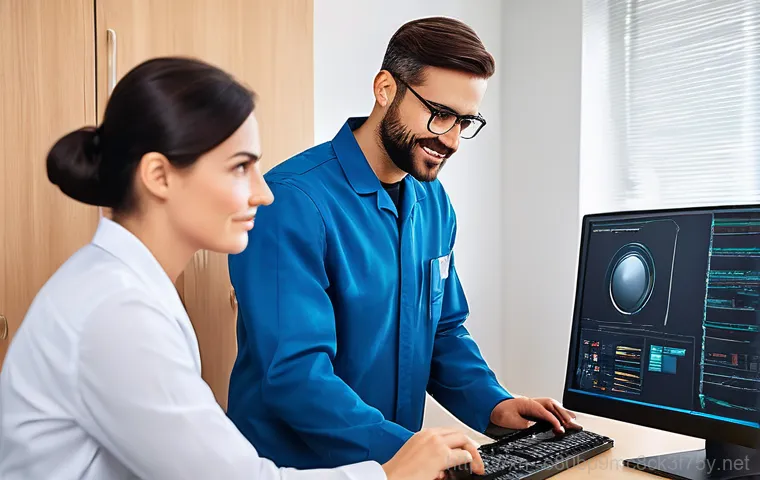 미아동 pc복구중 - A professional woman in her late 20s, wearing business casual attire, sits at a home office desk in ...