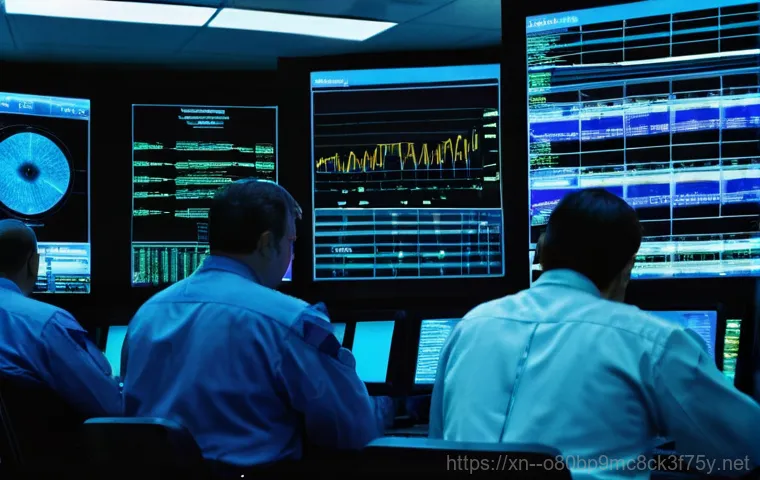 풍도동 HARDWARE_MEMORY_FAILURE - An intricate, futuristic data center or a high-precision wind tunnel control room. In the foreground...