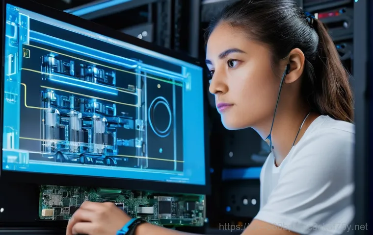 가능동 pc에 문제가 발생하여 다시 시작해야 합니다 - A slightly overwhelmed but determined young woman, resembling a tech blogger named Minkey in her ear...