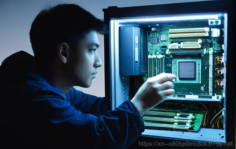 매교동 STATUS_PAGE_FAULT - **Prompt:** A young professional sits at a desk, looking frustrated and confused at a computer monit...