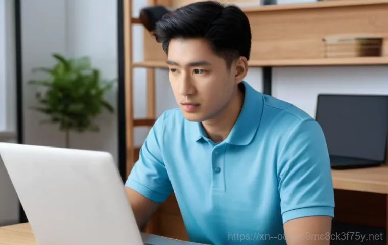율정동 컴퓨터 desktop 출장방문수리점 - A close-up shot of a professional computer technician's hands, wearing light blue examination gloves...