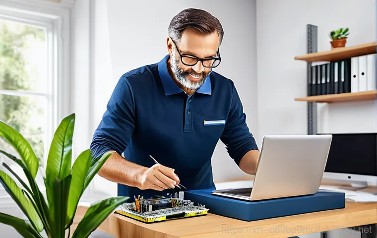 역동 노트북 laptop 출장방문수리점 - **Image Prompt 1: Panic and Frustration over a Crashed Laptop**
    A close-up shot of a young profe...