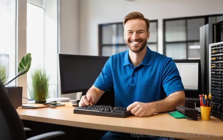 삼청동 출장방문윈도우 windows 설치 - **Prompt:** A close-up shot focusing on the hands of a skilled computer technician performing a Wind...