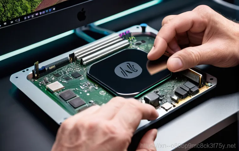 임학동 맥미니 판매 및 수리 - An Apple Mac mini is seamlessly integrated into a stylish, contemporary home office setting. The sma...