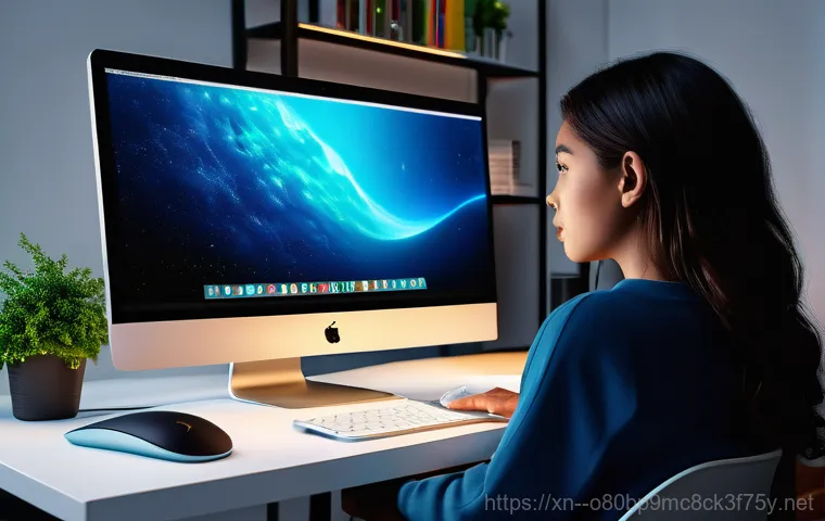 숭의동 부트캠프설치 - A contemporary Intel-based MacBook Pro sits on a clean, modern wooden desk in a well-lit home office...