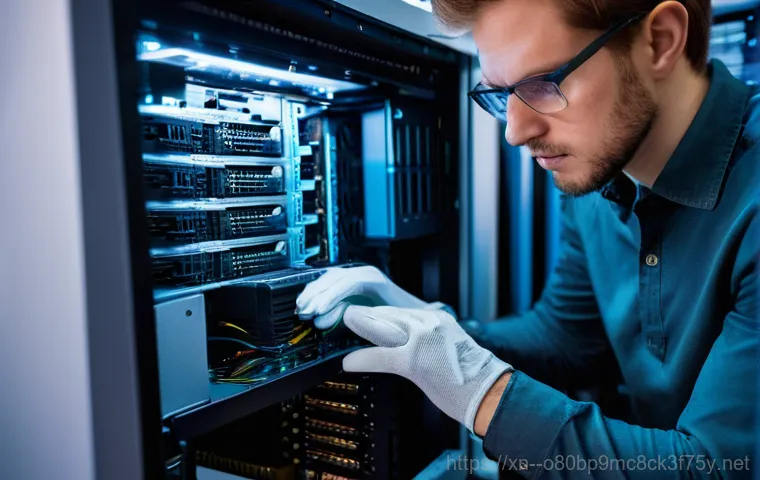 사송동 STATUS_MEMORY_ACCESS_DENIED - An abstract, highly stylized representation of a computer's memory architecture. Glowing, interconne...