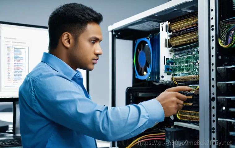 화동 그래픽카드조립 및 교체수리 - A detailed shot of a person's hands, wearing anti-static gloves, carefully holding a new, sleek grap... 화동 그래픽카드조립 및 교체수리 - A detailed shot of a person's hands, wearing anti-static gloves, carefully holding a new, sleek grap...