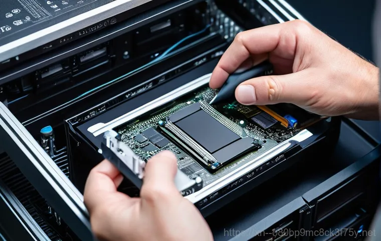 창동 컴퓨터업그레이드 - A person in their late twenties, wearing casual attire, sits at a desk, looking utterly frustrated a...