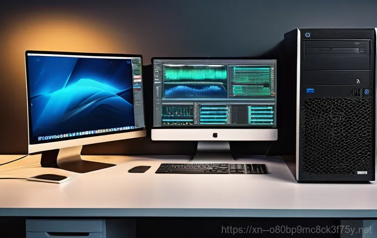 구래동 컴퓨터멈춤 - A skilled computer repair technician, wearing a clean work shirt and protective gloves, is carefully...