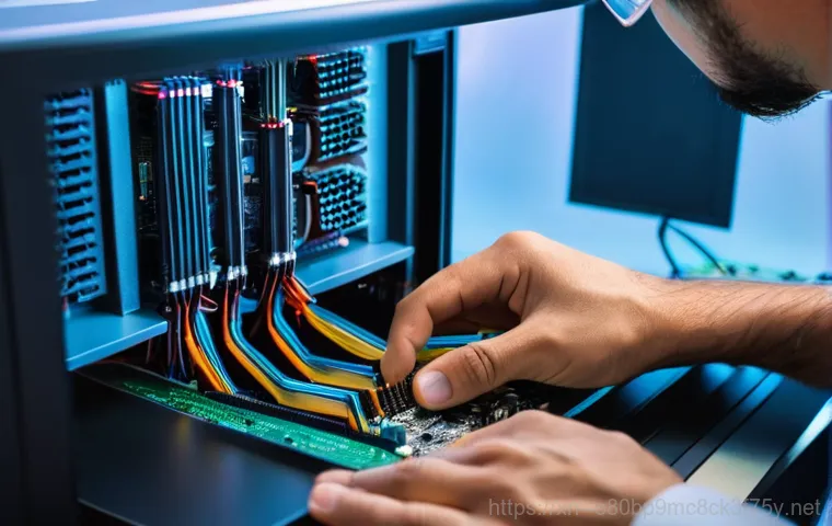 양지동 POOL_CORRUPTION_IN_FILE_AREA - A person in their late 20s or early 30s, looking visibly frustrated and stressed, sitting at a desk ...