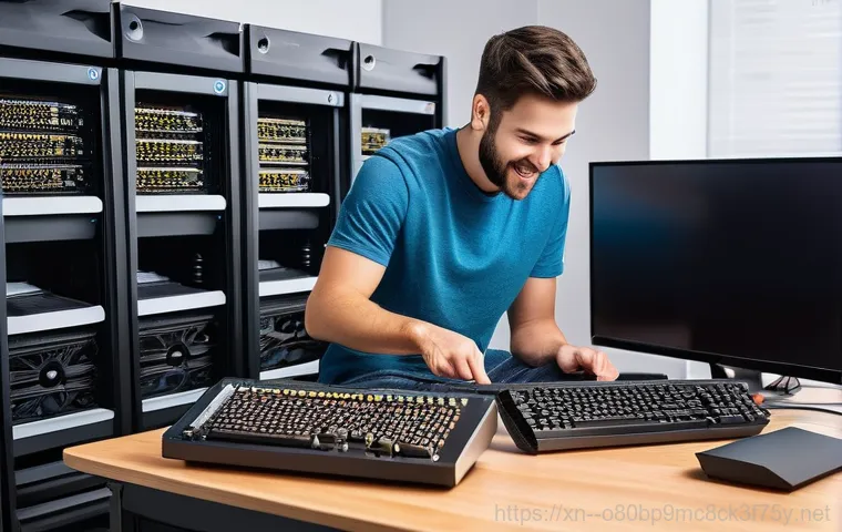 화평동 하드조립 및 교체수리 - A professional computer repair technician, in their 30s or 40s, wearing a clean work uniform (polo s...