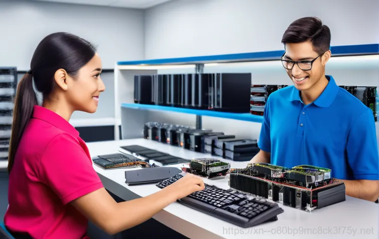 보라매동 VGA조립 및 교체수리 - A close-up, dynamic shot of hands (wearing thin, anti-static gloves for a professional touch) in the...
