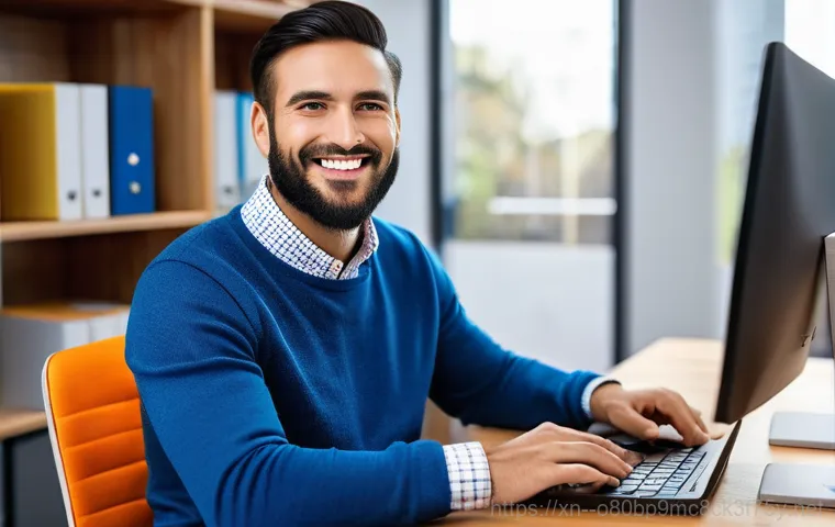 하동 컴퓨터멈춤 - **Prompt:** A close-up shot of a person's hands (wearing a plain, clean t-shirt or long-sleeved shir...