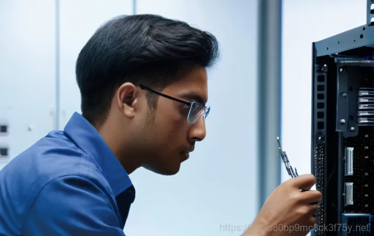 청운효자동 SYSTEM_SERVICE_EXCEPTION - A meticulous tech enthusiast, wearing a simple t-shirt and jeans, is engrossed in troubleshooting a ...