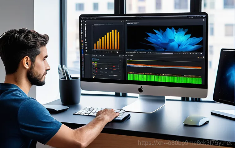 수서동 맥미니 판매 및 수리 - In a bright, professional computer repair shop, a skilled technician, wearing a neat uniform, meticu...
