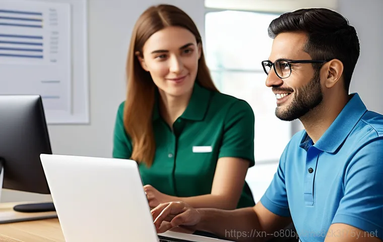 거모동 파일서버출장방문수리점 - A focused male IT server specialist in his 40s, wearing a neat, professional uniform and an anti-sta... 거모동 파일서버출장방문수리점 - A focused male IT server specialist in his 40s, wearing a neat, professional uniform and an anti-sta...