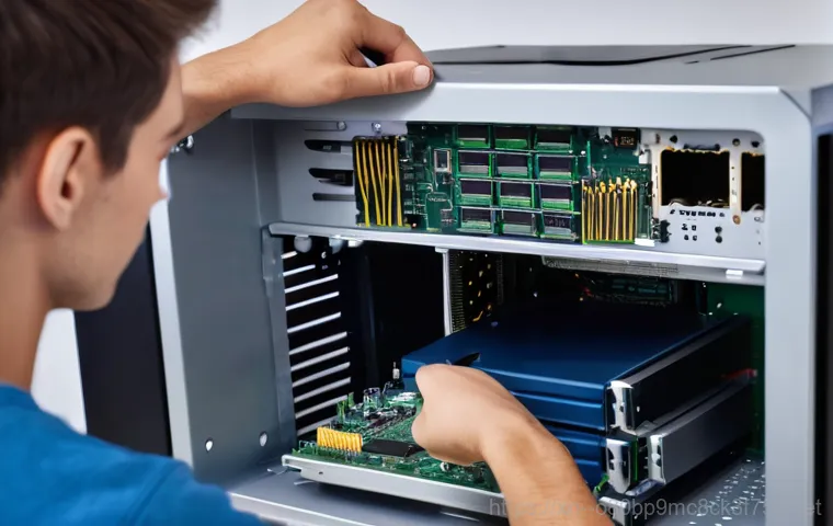 삼죽면 HARDWARE_MEMORY_FAILURE - **Prompt:** A close-up, highly detailed shot of a modern desktop computer tower, slightly transparen...