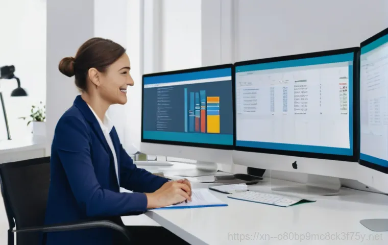 강서구 파일서버출장방문수리점 - A high-angle shot capturing a busy office environment suddenly thrown into chaos. Several employees ...