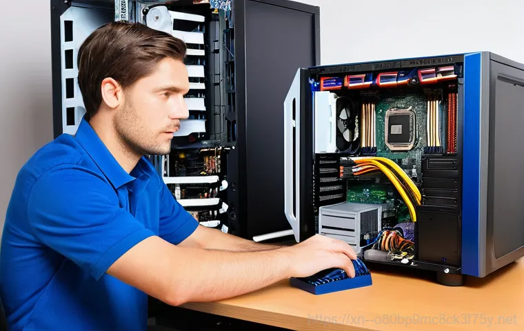 단월면 HDD조립 및 교체수리 - **Image Prompt 2: SSD Upgrade in Progress**
Close-up shot of skilled hands, possibly a computer ... 단월면 HDD조립 및 교체수리 - **Image Prompt 2: SSD Upgrade in Progress**
Close-up shot of skilled hands, possibly a computer ...