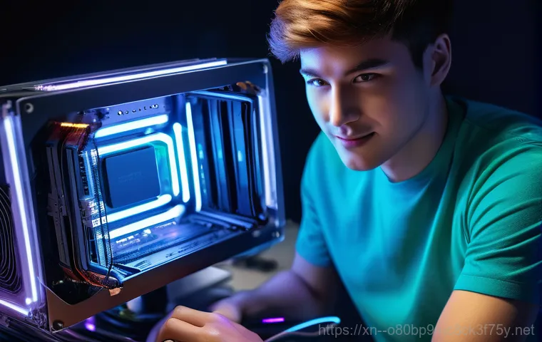 연라동 하드조립 및 교체수리 - A middle-aged person, dressed in casual everyday clothes, sits at a desk, looking exasperated at a s... 연라동 하드조립 및 교체수리 - A middle-aged person, dressed in casual everyday clothes, sits at a desk, looking exasperated at a s...