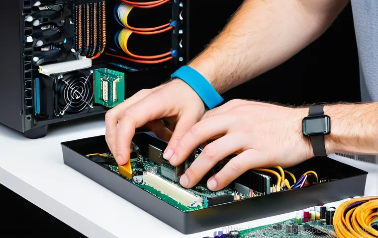 법곳동 UNEXPECTED_KERNEL_MODE_TRAP - **Prompt:** A close-up of a person's hands hovering over a laptop displaying the "UNEXPECTED_KERNEL_...