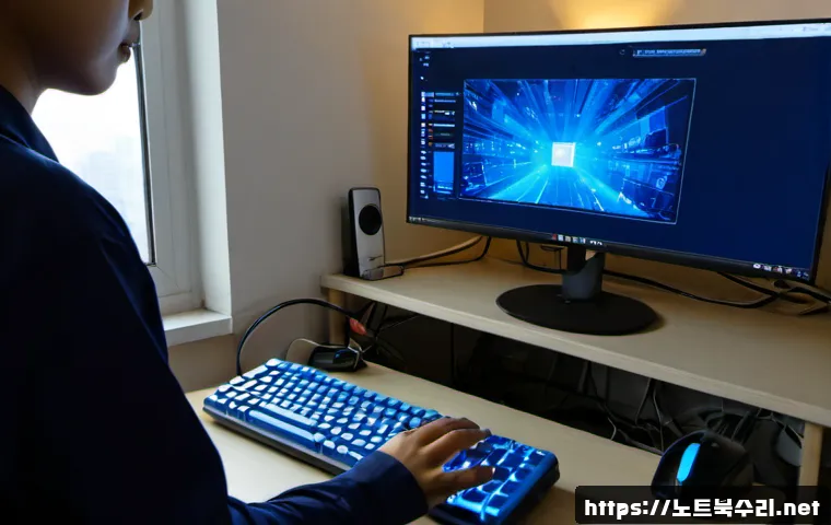 장하동 STATUS_KERNEL_THREAD_TIMEOUT - Photorealistic remote-support workstation in a quiet Jangha-dong apartment, desktop monitor showing ...
