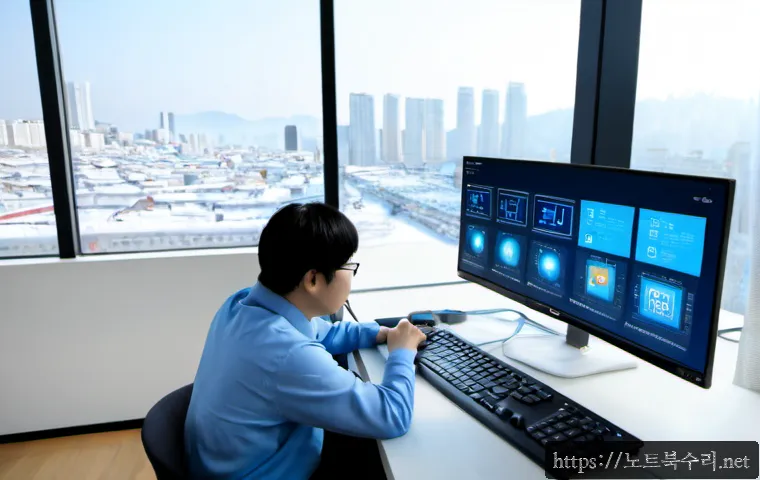 비전동 STATUS_KERNEL_THREAD_TIMEOUT - Photorealistic IT support workstation in a modern apartment office, dual monitors showing a frozen a...