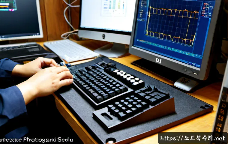 훈정동 맥미니 판매 및 수리 - Photorealistic compact computer repair bench in a quiet historic Seoul neighborhood workshop, a smal...