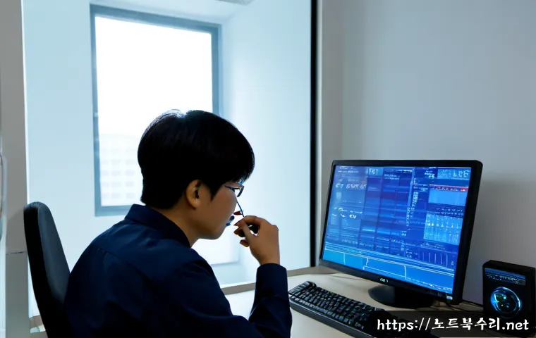 미산동 DRIVER_IRQL_NOT_LESS_OR_EQUAL - Photorealistic remote-support workstation in a quiet Misan-dong apartment office, dual monitors show...