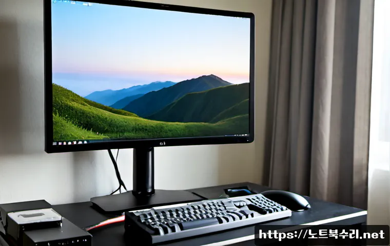 신봉동 centos재설치 포맷  초기화 - Photorealistic IT support workstation in a quiet hillside neighborhood apartment, dual monitors show...