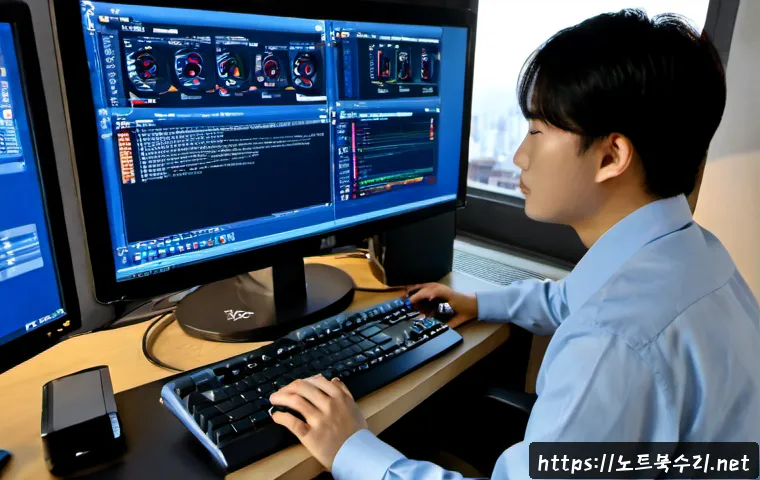 마천동 FAT32_FILE_SYSTEM - Photorealistic remote IT support workstation in a compact Macheon-dong apartment office, technician ...