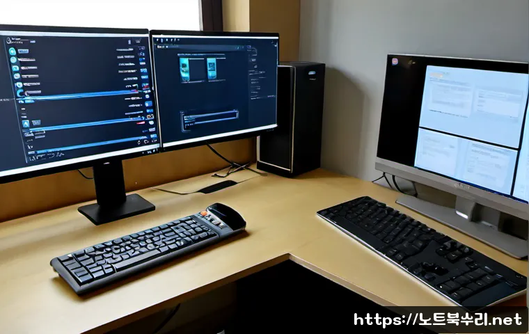 공촌동 STATUS_DEVICE_OFFLINE - Photorealistic remote support workstation in a quiet apartment office near Gongchon-dong, dual monit...