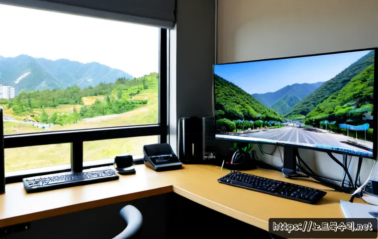 의정부동 STATUS_FLOAT_INEXACT_RESULT - Photorealistic IT support workstation in a compact Korean office near Uijeongbu, dual monitors showi...