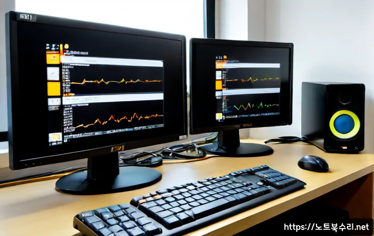 동원동 STATUS_DRIVER_ENTRYPOINT_NOT_FOUND - Photorealistic IT support workstation in a compact Dongwon-dong apartment office, dual monitors show...