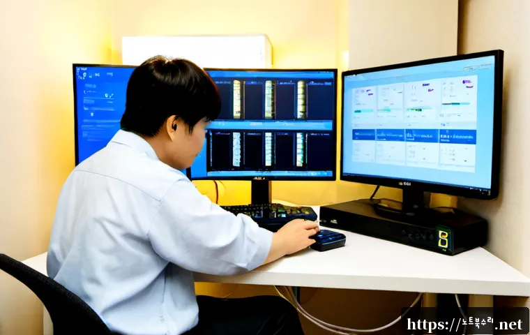 석정동 케이블연결확인 - Photorealistic remote-support workstation in a compact Seokjeong-dong apartment office, technician i...