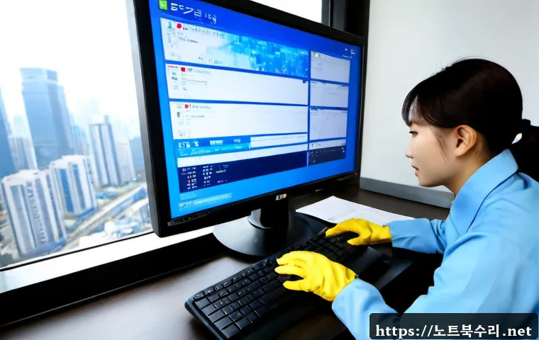 기흥동 FAT32_FILE_SYSTEM - Photorealistic IT support workstation in a modern Gihung-dong office, desktop tower opened beside a ...