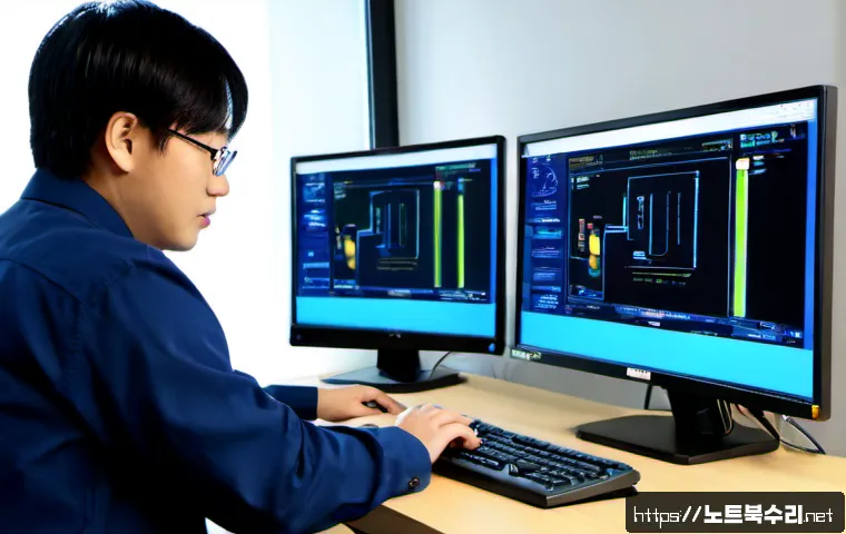 송파동 ACPI_BIOS_ERROR - Photorealistic IT support workstation in a modern Songpa residential office, desktop PC halted on a ...
